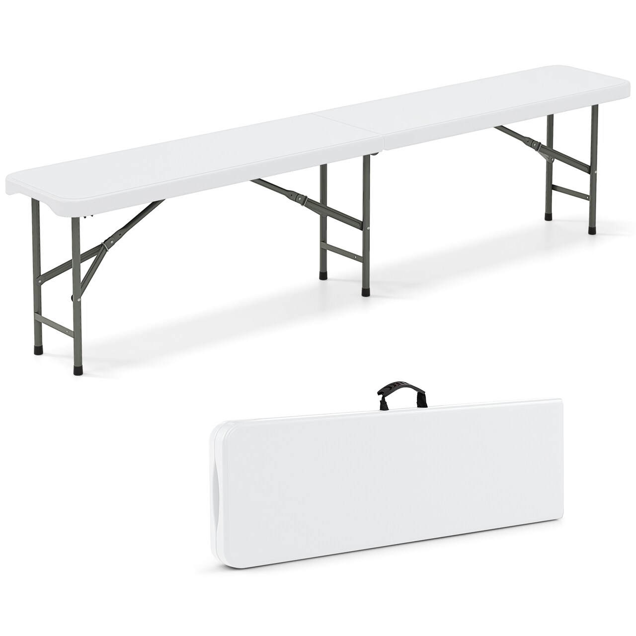 6 Feet HDPE Foldable and Portable Bench with Metal Frame and Safety Lock Ideal for Outdoor Use